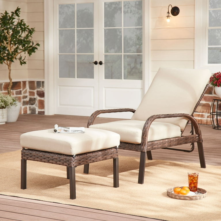 Mainstays Tuscany Ridge 2 Piece Wicker Reclining Chaise Lounge