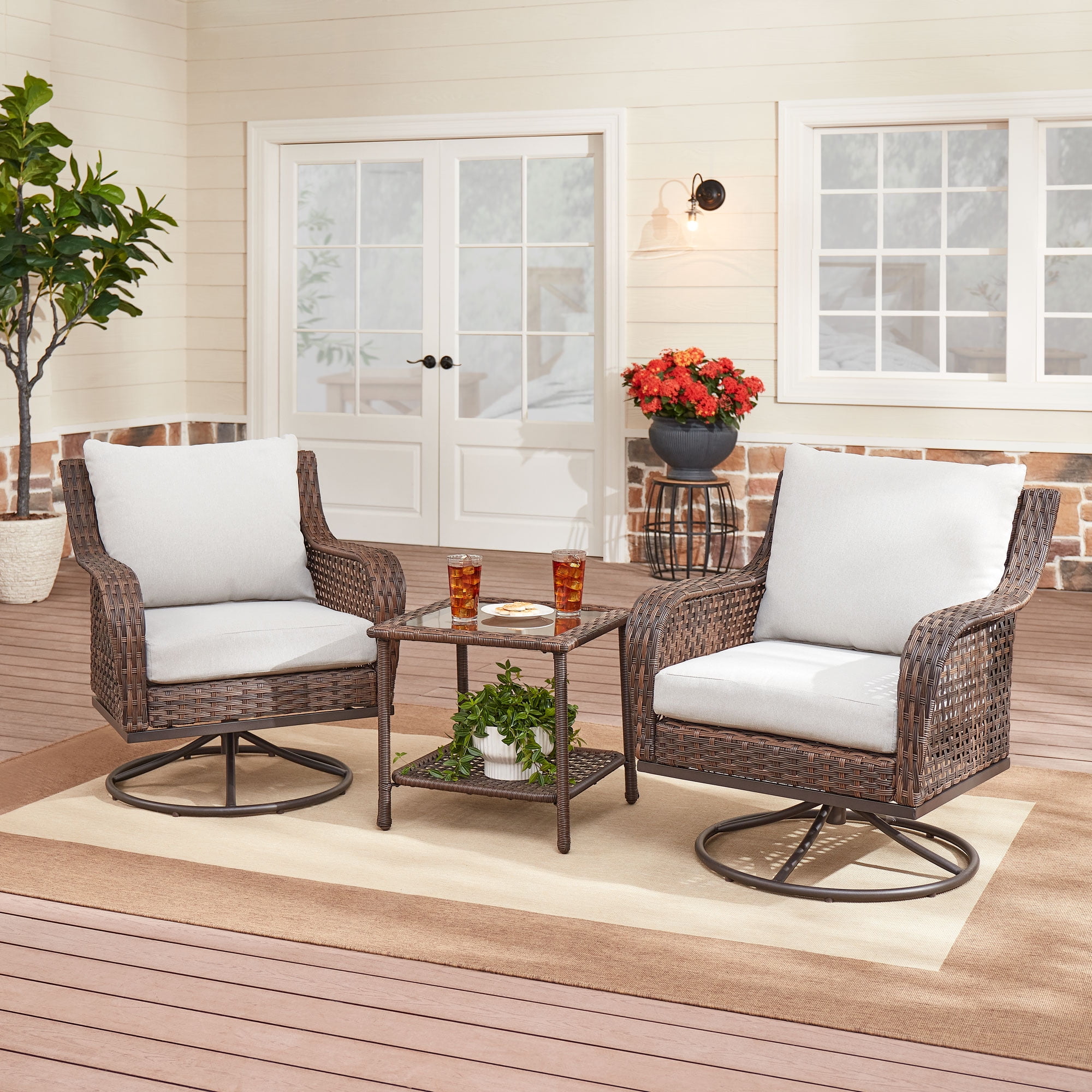 Mainstays Tuscany Ridge Oversized 3Piece Outdoor Chat Set, Grey