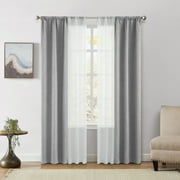 Mainstays Solid Twill Blackout Curtain Panel and Sheers, Set of 4, Soft Silver, 27.5" W x 84" L