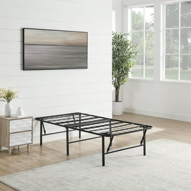 Mainstays Twin 18" High Profile Foldable Steel Platform Bed Frame with Storage Space Under Frame, No Box Spring Required, Black