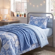 Mainstays Blurred Rose 2-Piece Blue Comforter Set, Twin/Twin XL