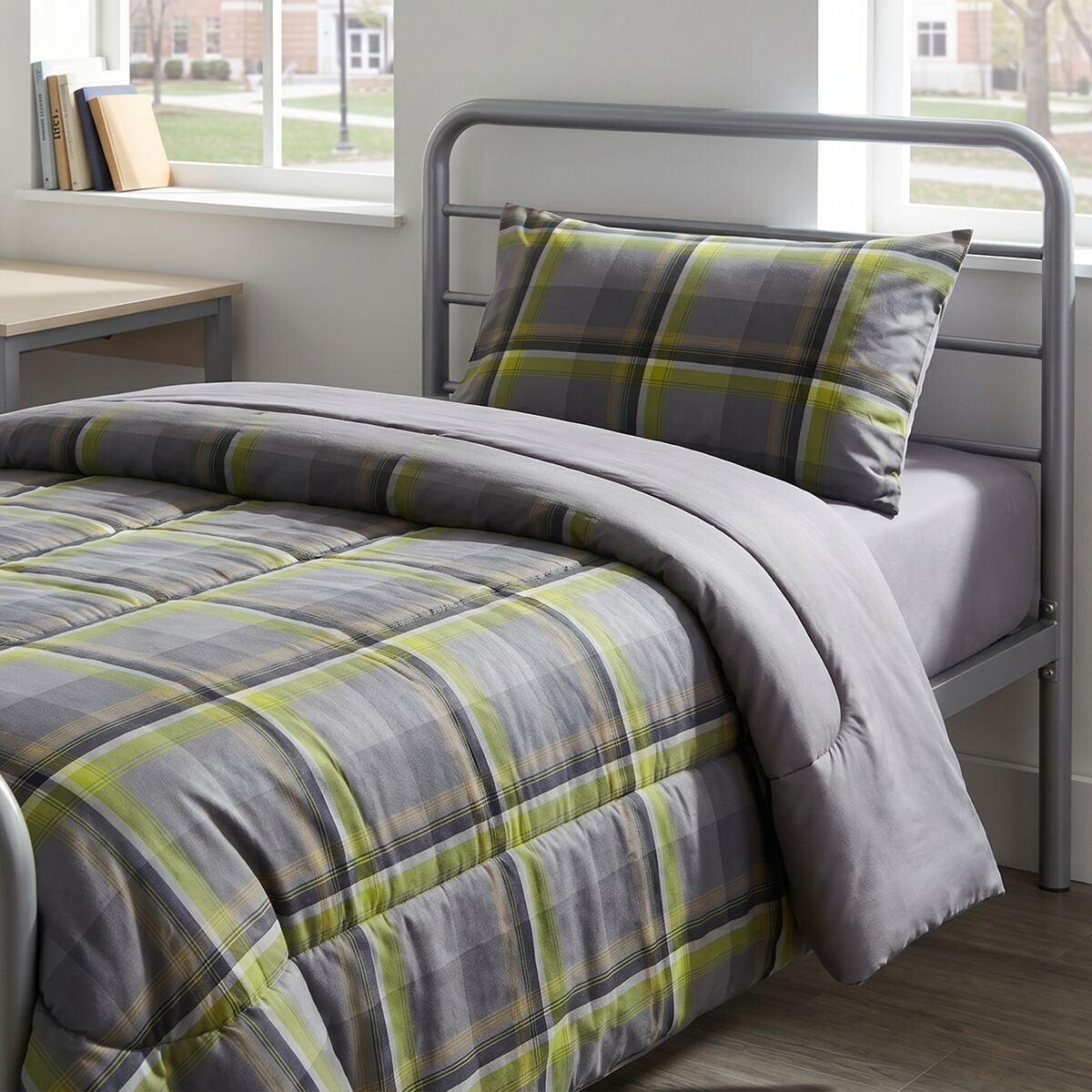 Mainstays Western Plaid 2-Piece Green Comforter Set, Twin/Twin XL
