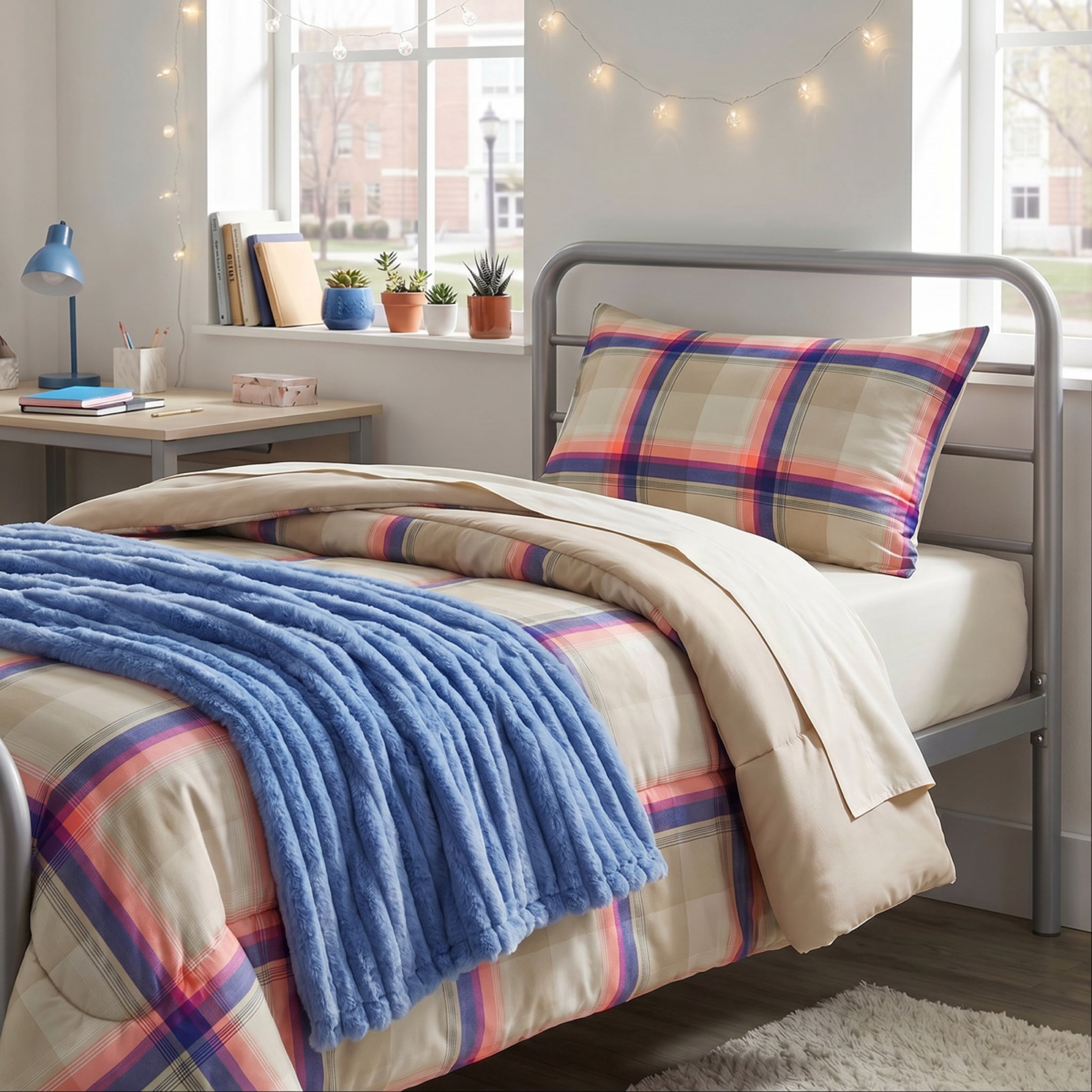 Mainstays Western Plaid 2-Piece Pink Comforter Set, Twin/Twin XL