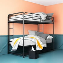 Mainstays Twin over Twin Metal Bunk Bed with Storage Bins, Black