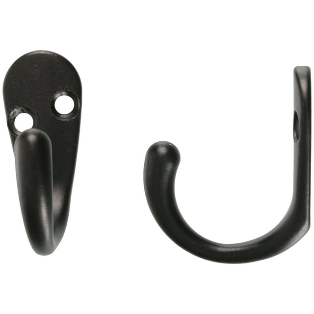 Mainstays, Two Oil-Rubbed Bronze Small Hooks, 10lb Limit per Hook ...