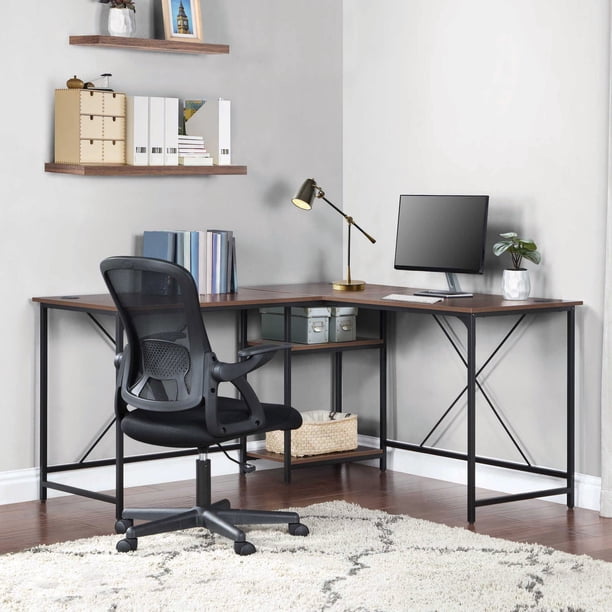 Mainstays Two-Way Convertible Desk with Lower Storage Shelf, Canyon ...