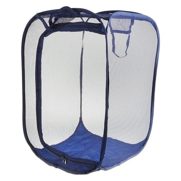 Mainstays Two Way Pop-up Mesh Laundry Hamper for Bedroom, Dorms, and Laundry Room, Blue, All Ages