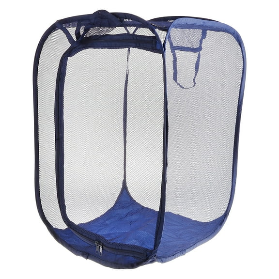 Mainstays Two Way Pop-up Mesh Laundry Hamper for Bedroom, Dorms, and Laundry Room, Blue, All Ages
