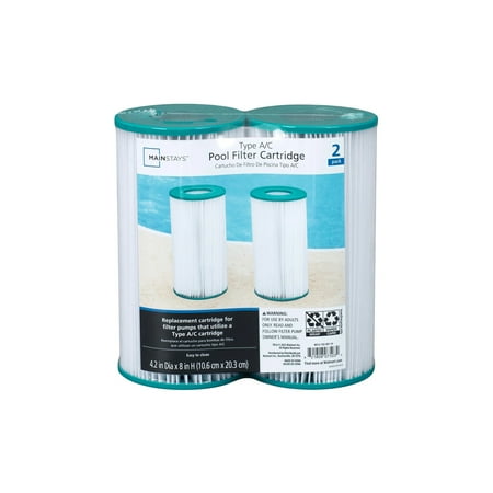 Mainstays Type III, A/C Pools Filter Cartridge for Above-Ground Pool, 2 Pack