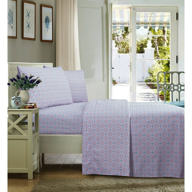 Mainstays 4Piece Multi Medallion Microfiber Sheet Set, Queen Ultra