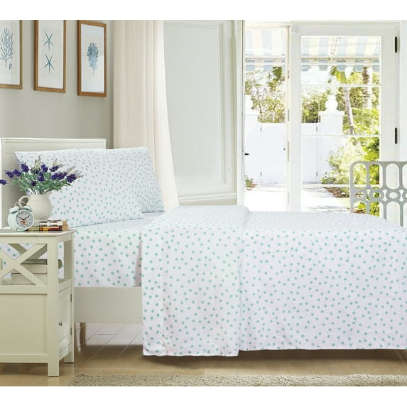 Mainstays Ultra Soft High Quality Microfiber Adult/Teen Sheet Sets, Teal Dot, Full