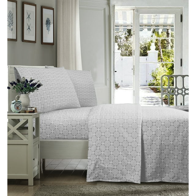 Mainstays Ultra Soft High Quality Microfiber Bed Sheet Set Twintwin Xl Grey Medallion 3 9109