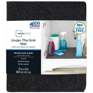 Mainstays Under the Sink Mat, Waterproof Shelf Liner and Cabinet Drawer Liner; Large - 35"X24"; Cut to fit