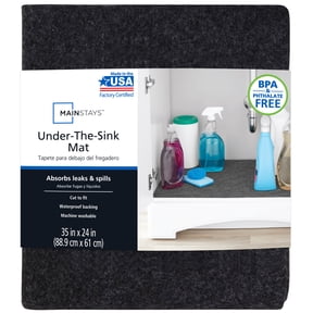 Mainstays Under the Sink Mat, Waterproof Shelf Liner and Cabinet Drawer Liner; Large - 35"X24"; Cut to fit