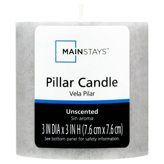 Mainstays Unscented Decorative Mottled Pillar Candles, 3x3inch tall, Gray Mottled Color