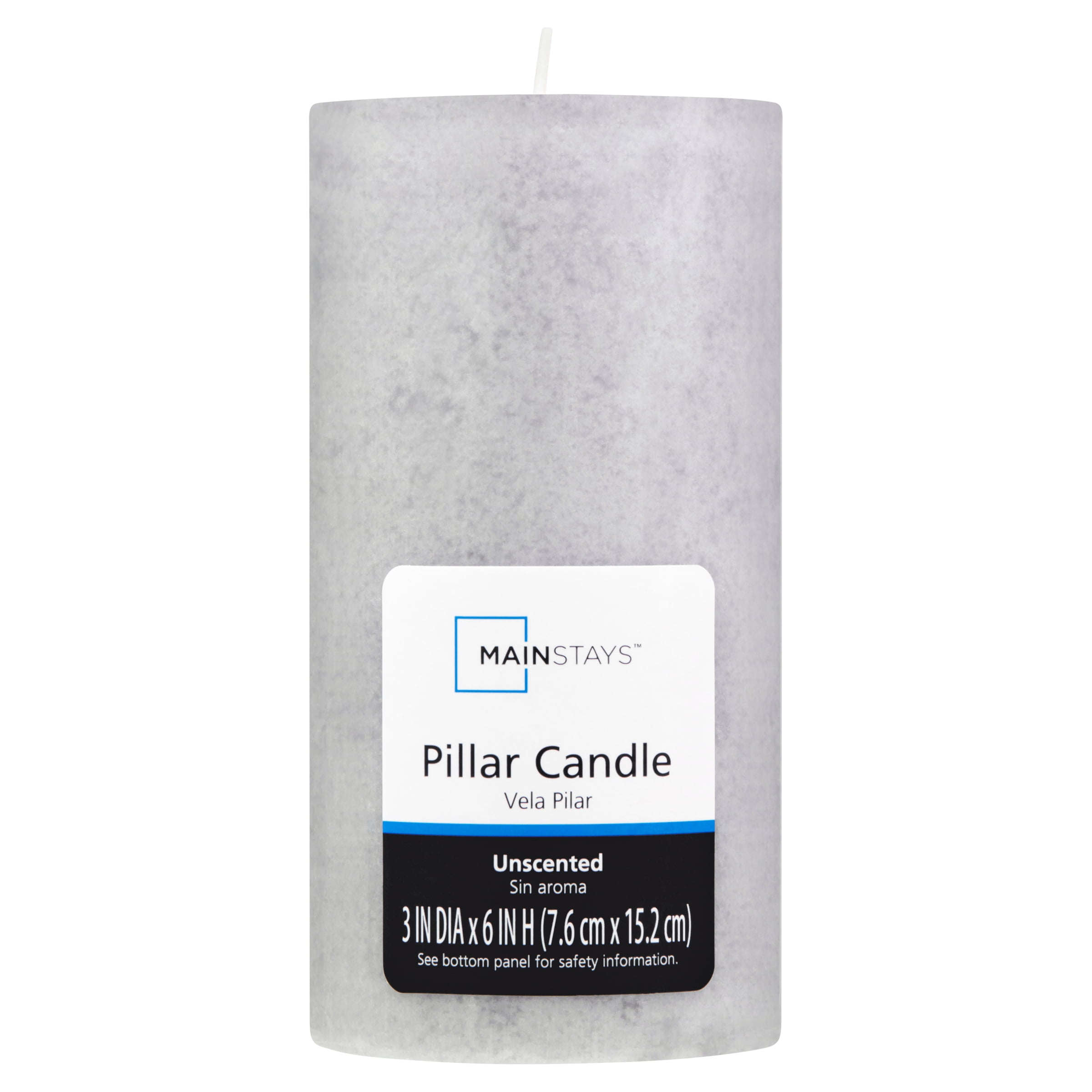 Mainstays Unscented Decorative Mottled Pillar Candle, Gray, 3 in x 6 in, 1 Count