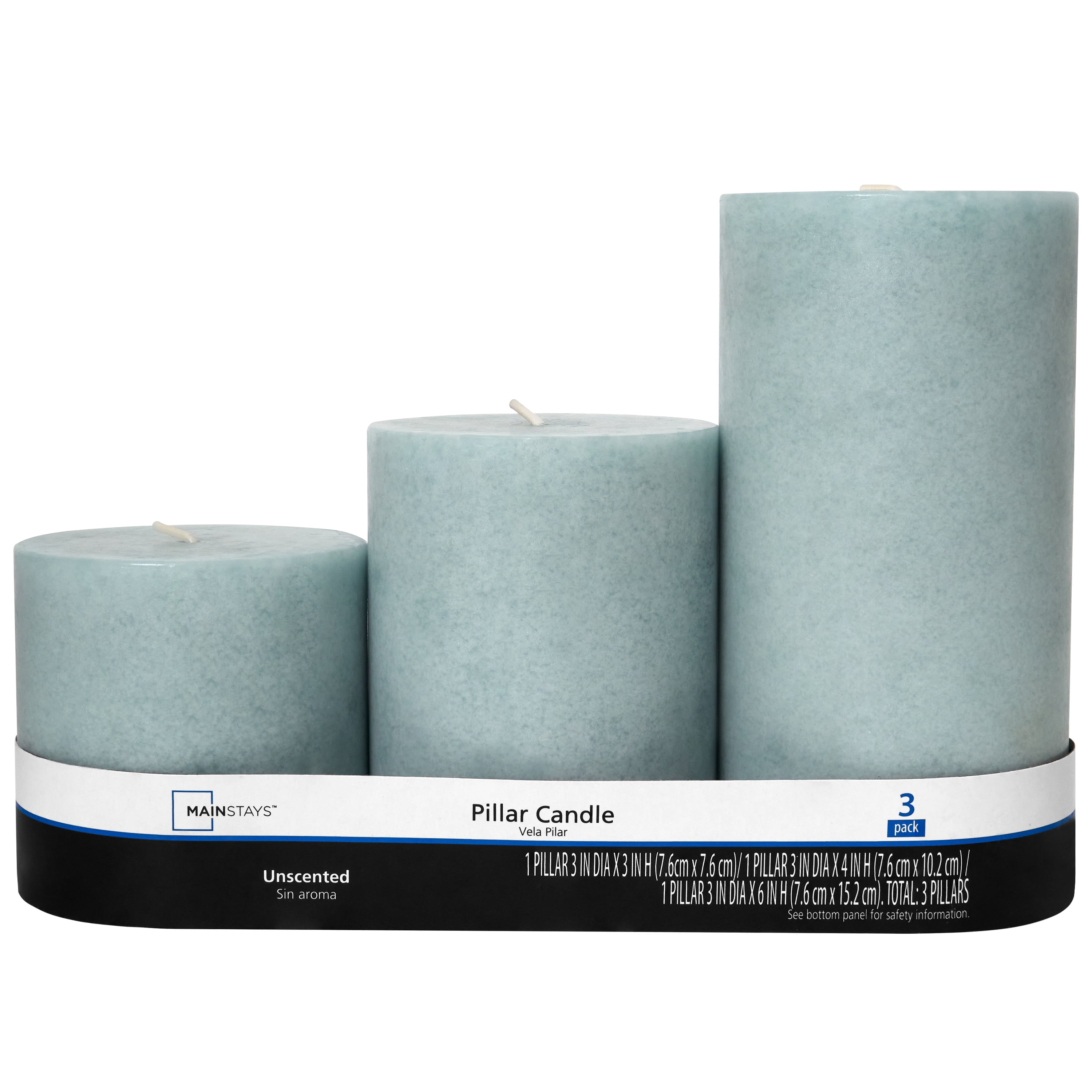 Mainstays Unscented Decorative Mottled Pillar Candles Set (3x3, 3x4