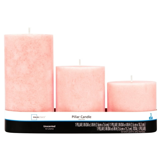 Mainstays Unscented Decorative Mottled Pillar Candles Set (3x3, 3x4