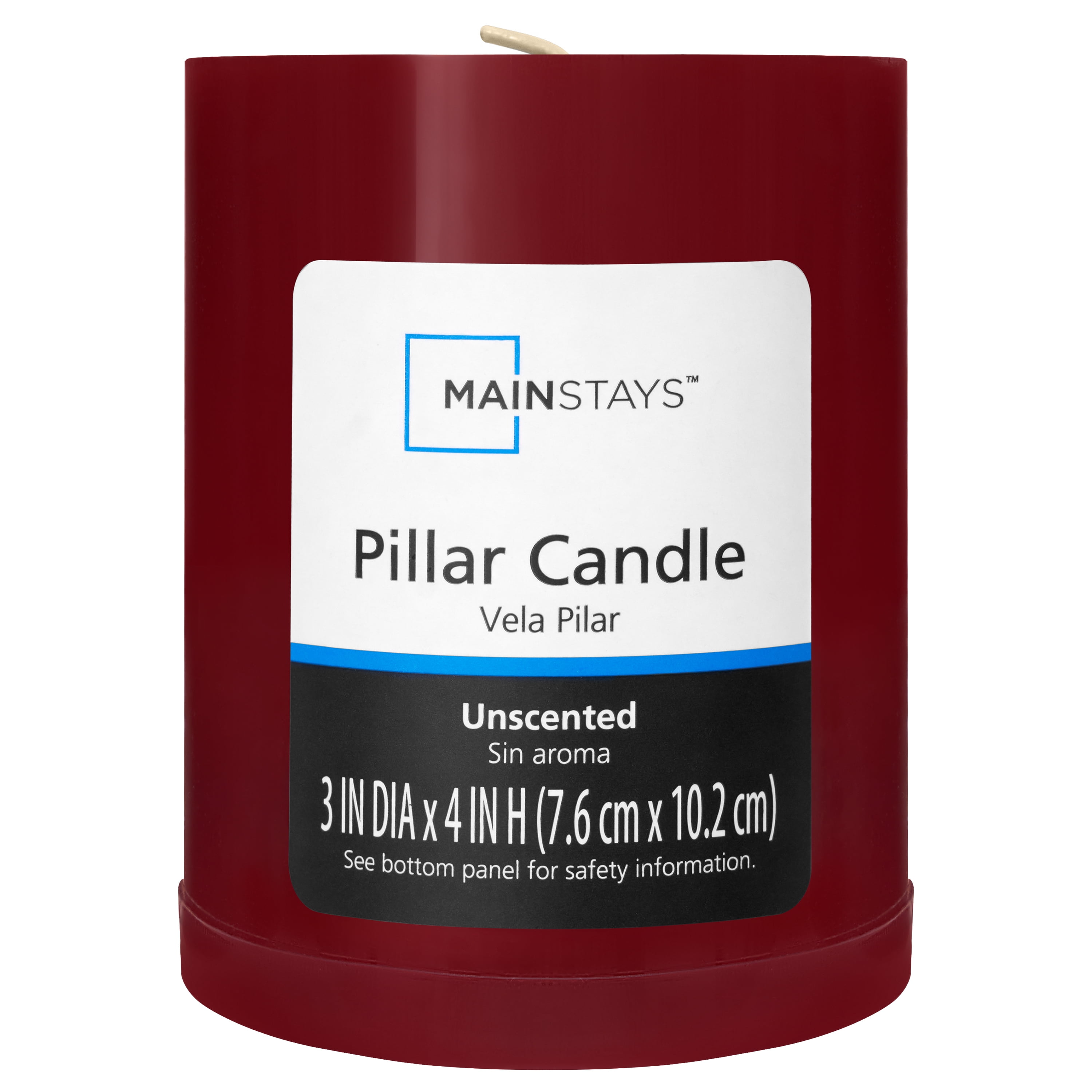 Mainstays Unscented Decorative Pillar Candle, Red