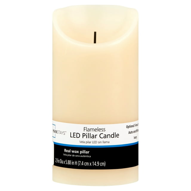 Mainstays Unscented Flameless LED Pillar Candle, Ivory, 3 x 6 in