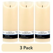 (3 pack) Mainstays Unscented Flameless LED Pillar Candle, Ivory, 3 x 8 in