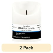 (2 pack) Mainstays Unscented Flameless LED Pillar Candle, White, 3 x 4 in