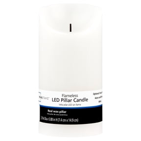Mainstays Unscented Flameless LED Pillar Candle, White Body, 3 x 6 in