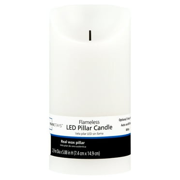 Mainstays Unscented Flameless LED Pillar Candle, White Body, 3 x 6 in