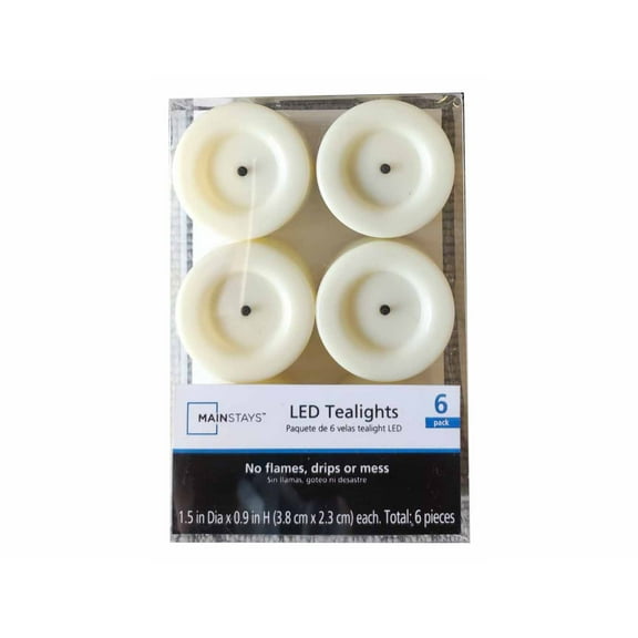 Mainstays Unscented Flameless LED Tealights, Ivory, 6 Count