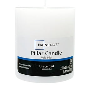 Mainstays Unscented Pillar Candle, 2.5 in x 2.8 in, White