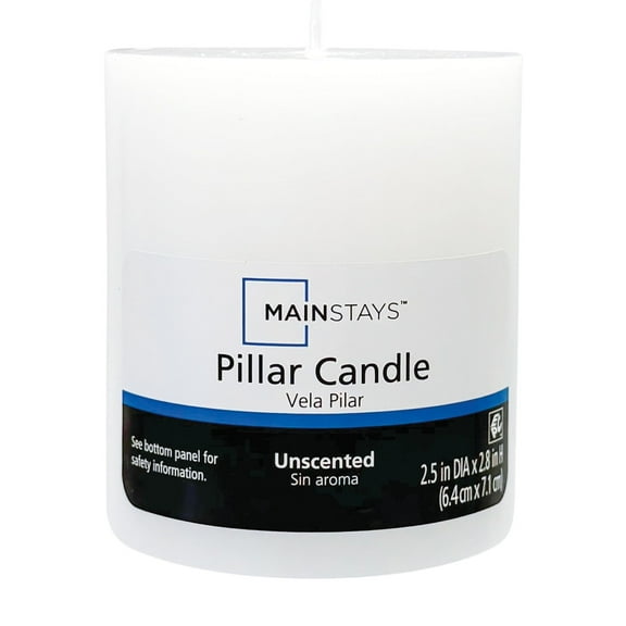 Mainstays Unscented Pillar Candle, 2.5 x 2.8 Inches, White