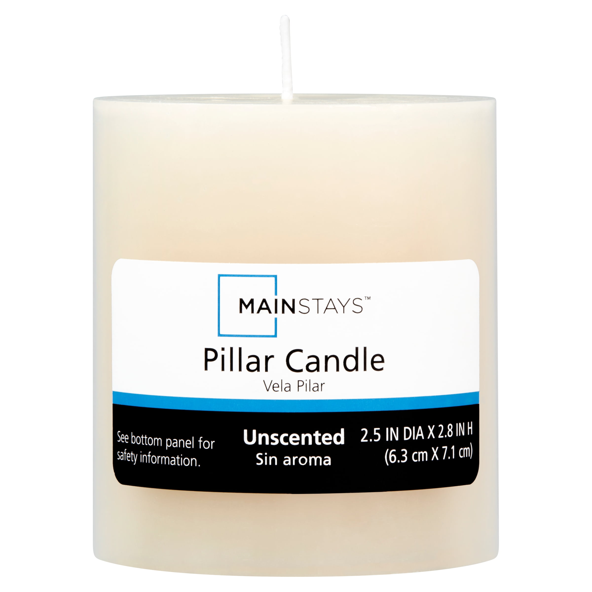 Mainstays Unscented Pillar Candle, 2.5 x 2.8 inches, Ivory