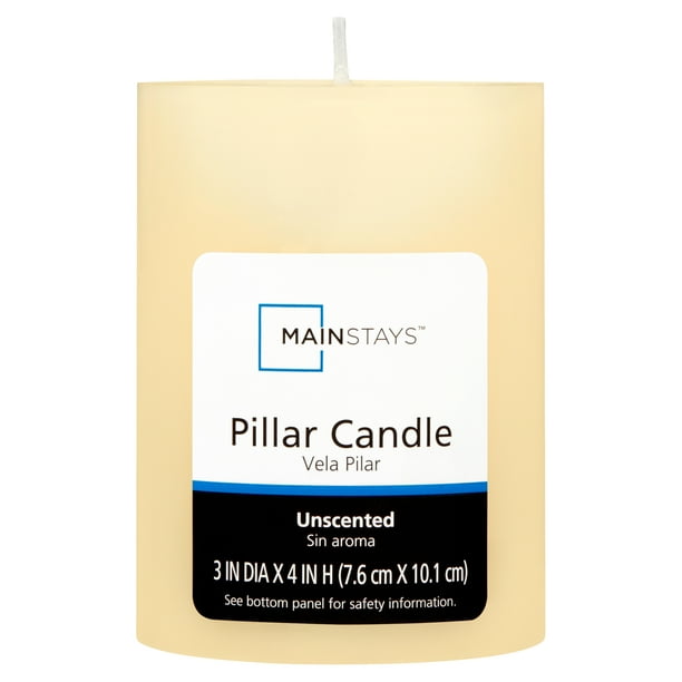 Mainstays Unscented Pillar Candle, 3 x 4 inches, Ivory