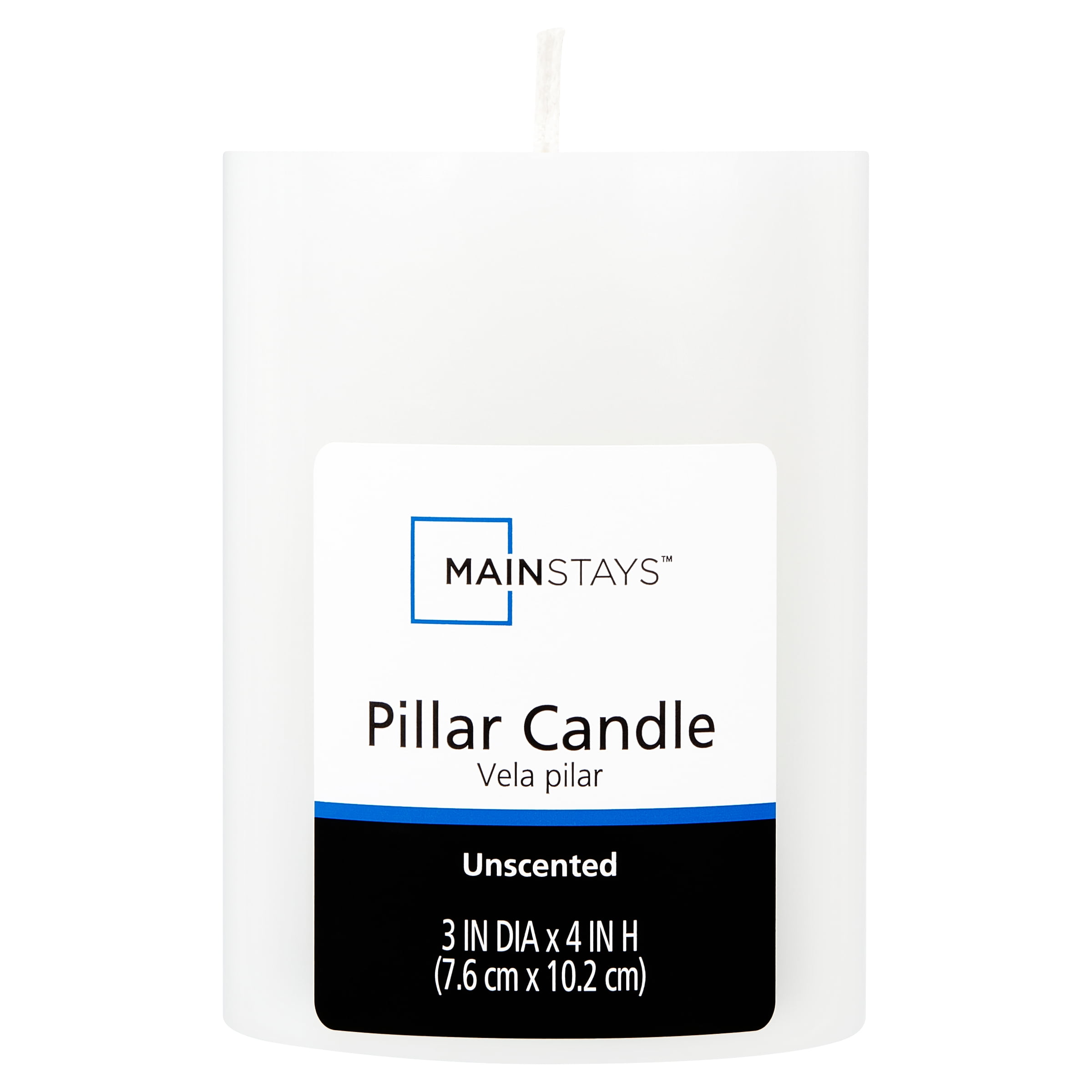 Mainstays Unscented Pillar Candle, 3 x 4 inches, White