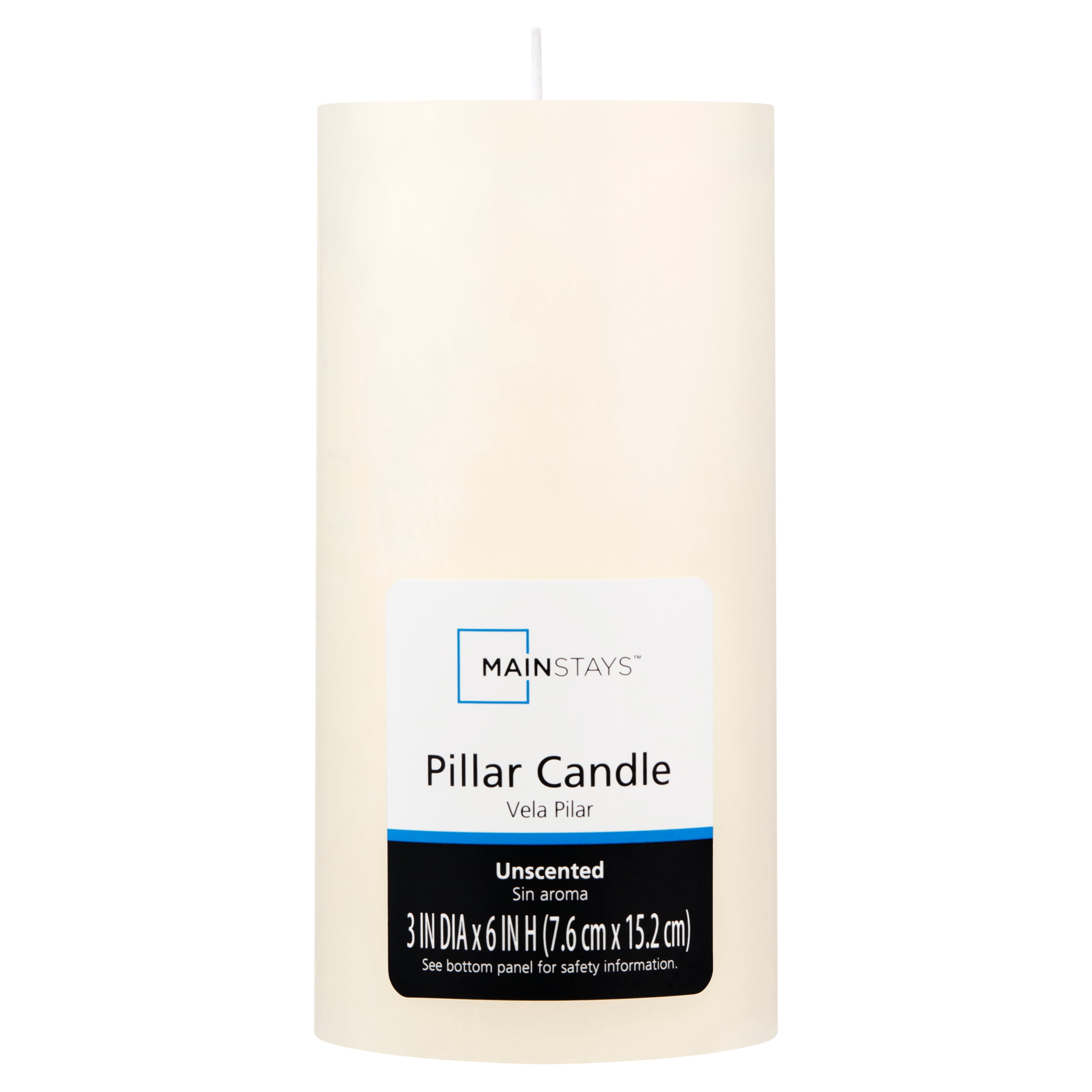 Mainstays Unscented Pillar Candle, 3 x 6 inches, Ivory
