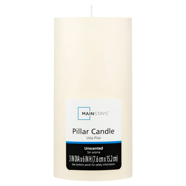 Mainstays Unscented Pillar Candle, 3 x 6 inches, Ivory