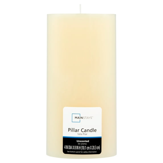 Mainstays Unscented Pillar Candle, 4x8 inches, Ivory