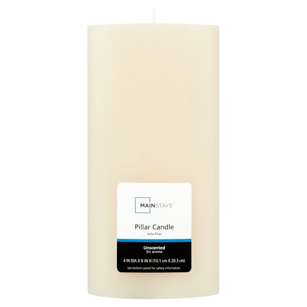 Mainstays Unscented Pillar Candle, 4 x 8 inches, Ivory