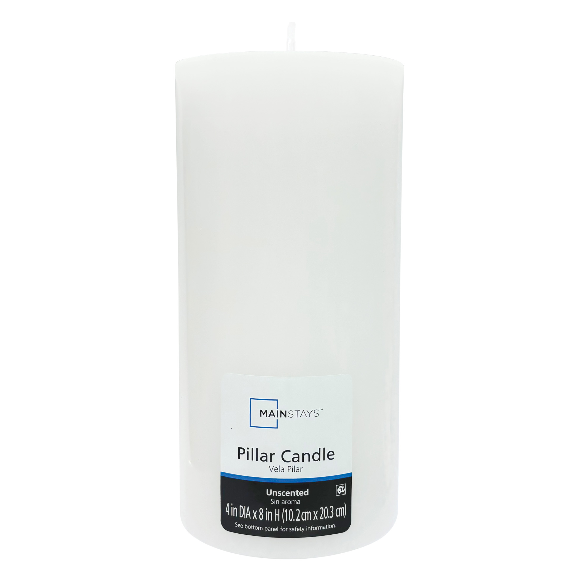 Mainstays Unscented Pillar Candle, 4x8 Inches, White - Walmart.com