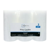 Mainstays Unscented Pillar Candles, 3-Pack, 3x6 Inches, White