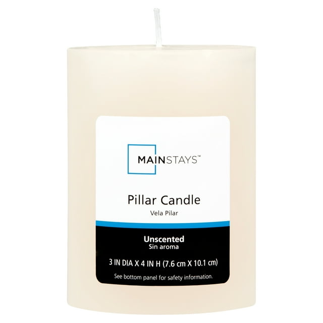 Mainstays Unscented Pillar Candles, 3 x 4 inches, Ivory