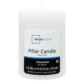 Mainstays Unscented Pillar Candle, White, 3 in x 4 in, 1 Count