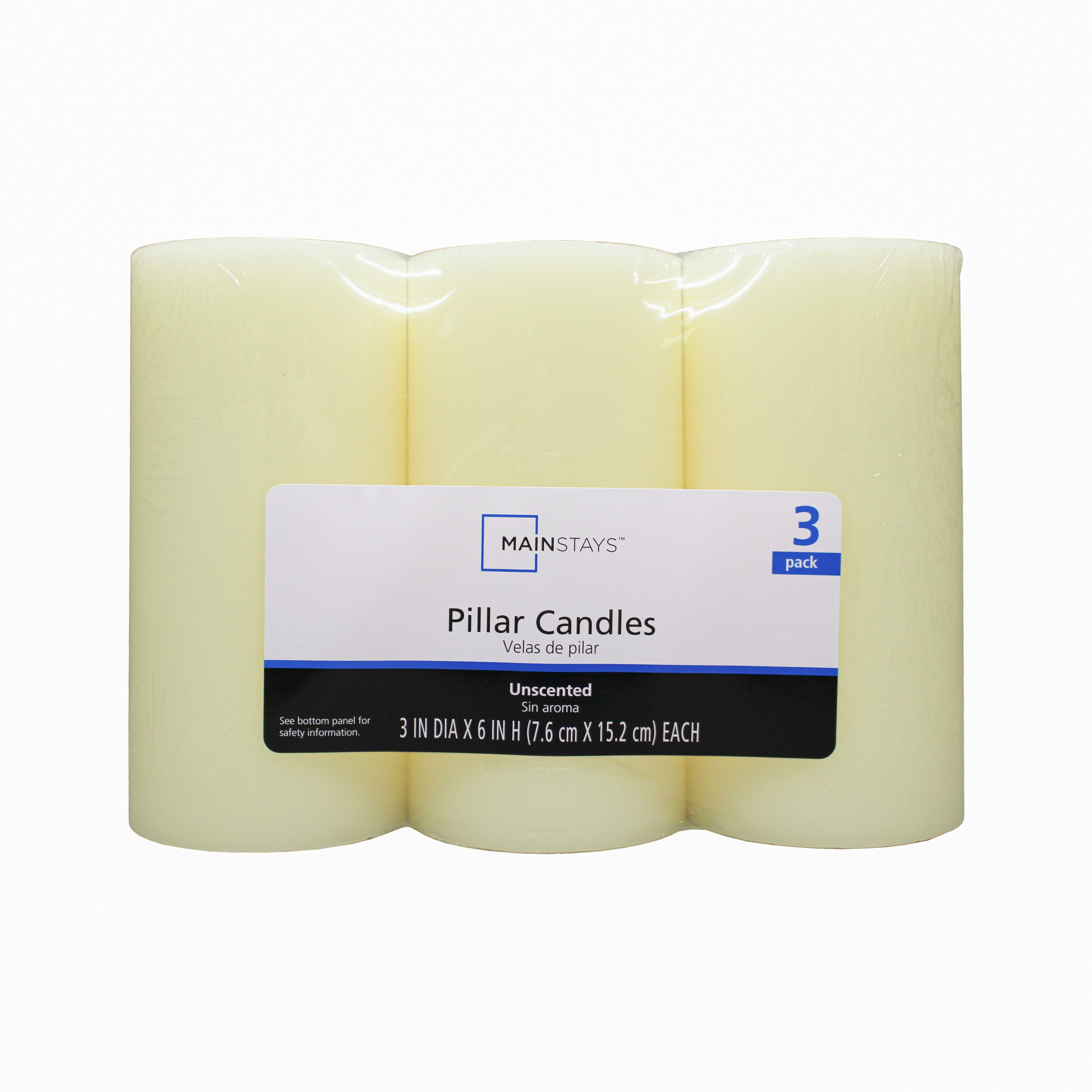 Mainstays Unscented Pillar Candles, 3-Pack, 3x6 Inches Mainstays Unscented Pillar Candles, 3-Pack, 3x6 Inches