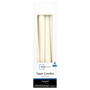 Mainstays Unscented Taper Candle, Ivory, 4-Pack, 10 inches Long