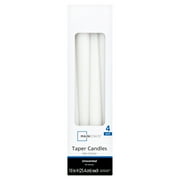 Mainstays Unscented Taper Candles, White, 4-Pack, 10 in