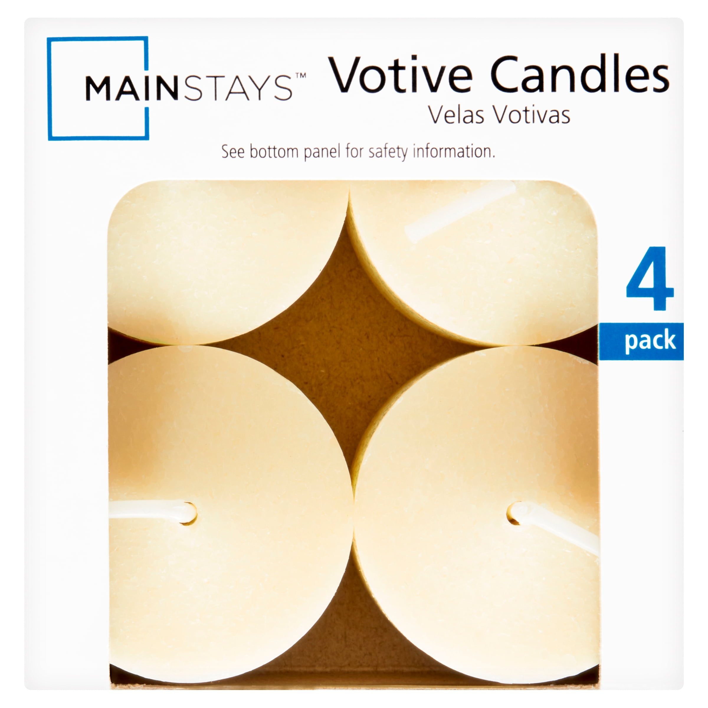 Mainstays Unscented Votive Candles, Ivory, 4 Count