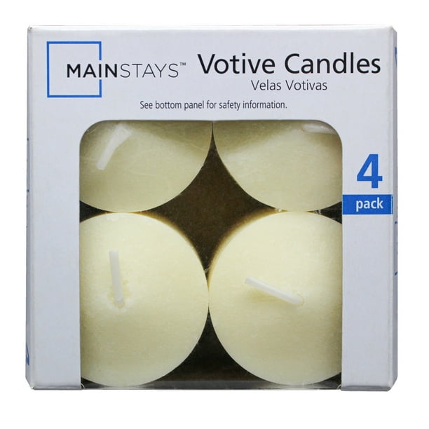 Mainstays Unscented Votive Candles, Ivory, 4Pack