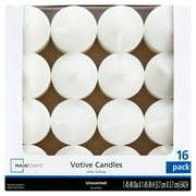 Mainstays Unscented Votive Candles, White, 16 Count