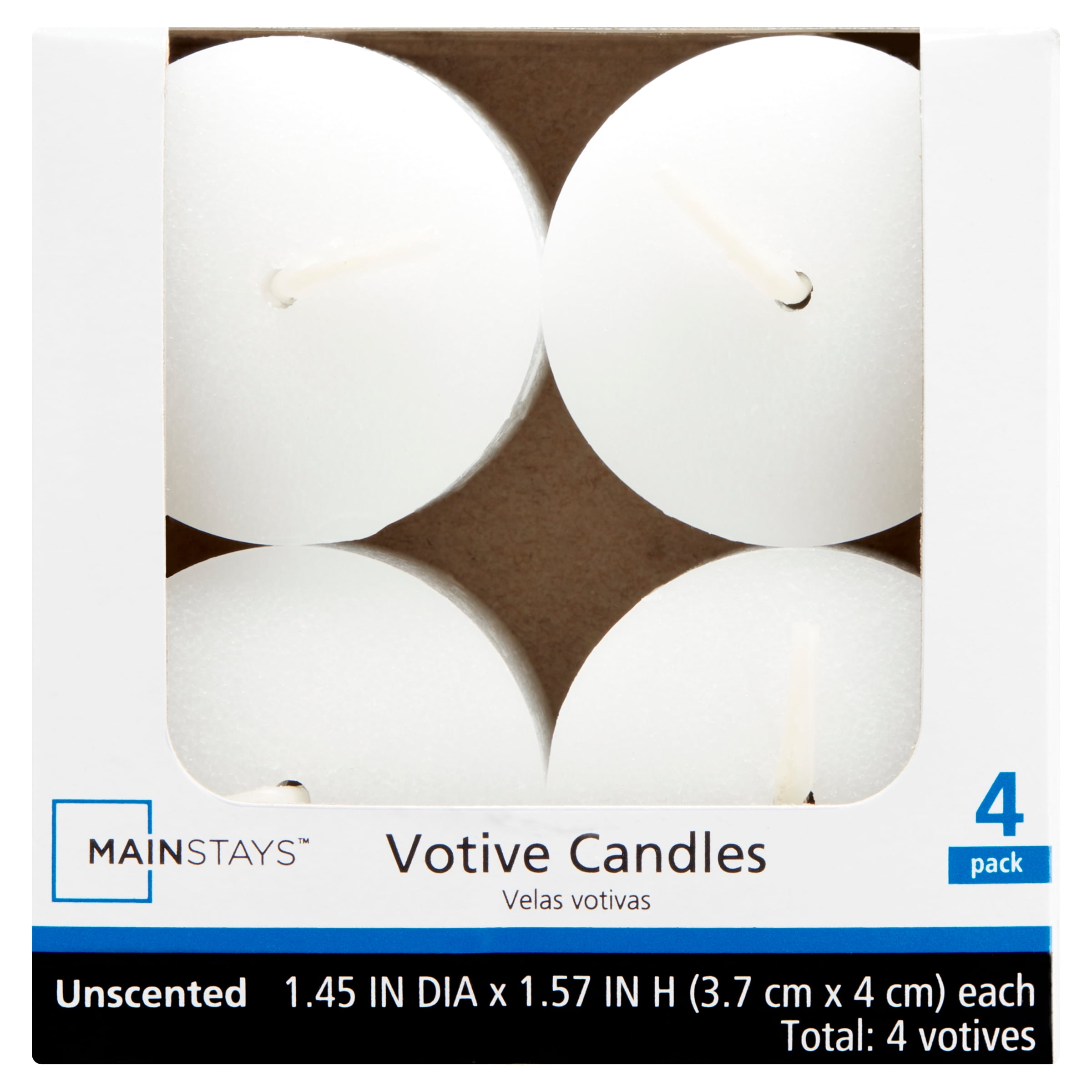 Mainstays Unscented Votive Candles, White, 4Pack