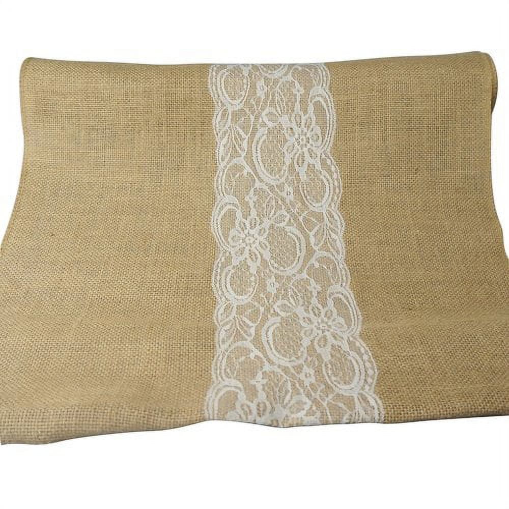 Mainstays Unwired 18" x 10' Natural Burlap Ribbon with White Lace in Middle, 1 Each